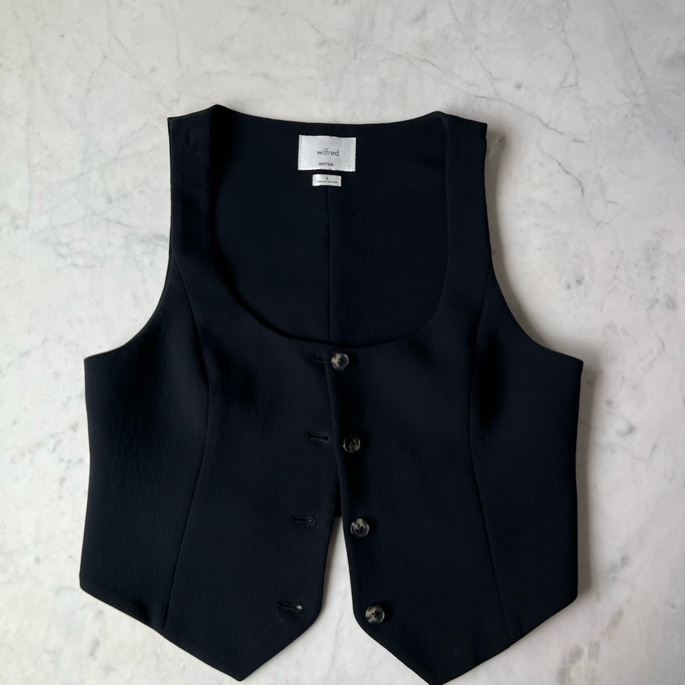Aritzia Black Button-Up Vest Top